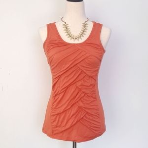 Layered Modest Orange Sleeveless Top, Size Small
